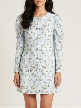 Daniel Bernstein Mini Dress Womens Sz M Floral Dramatic Shoulders Rhinestone